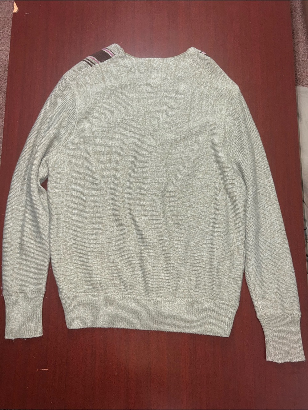 BDG Sage Green Button-Up Cardigan with Brown and Cream Stripes - Picture 6 of 7